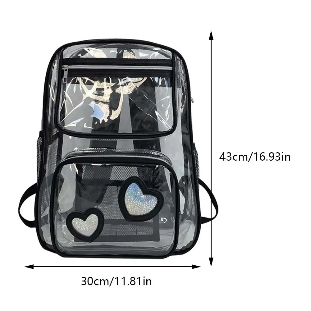 Clear Backpack Heavy Duty PVC Transparent Cute School Bag for Girls Teenage See Through Book Bag for Students School Backpack