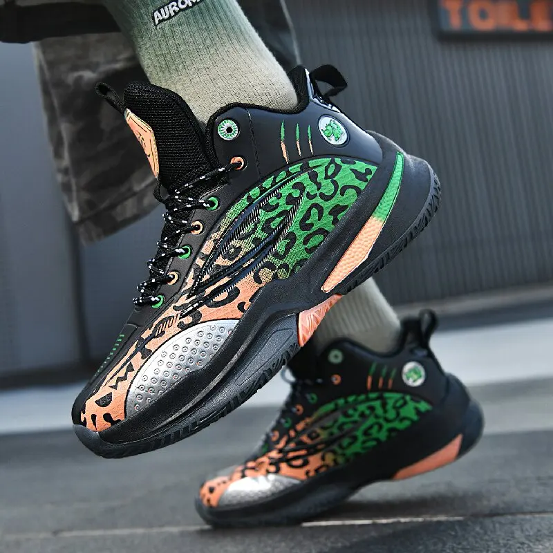 Youth all season basketball sneakers lightweight cushioned sole resistant breathable lining simple style outdoor workout shoes