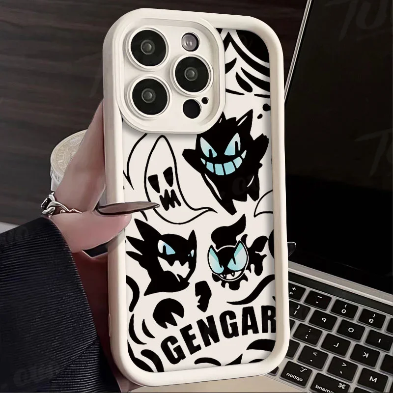 Роскошный чехол для телефона Pokemon Gengar для iPhone 15 Pro Max 14 13 12 11 X XS XR 7 8 Plus SE 2020, Мягкий Силиконовый противоударный