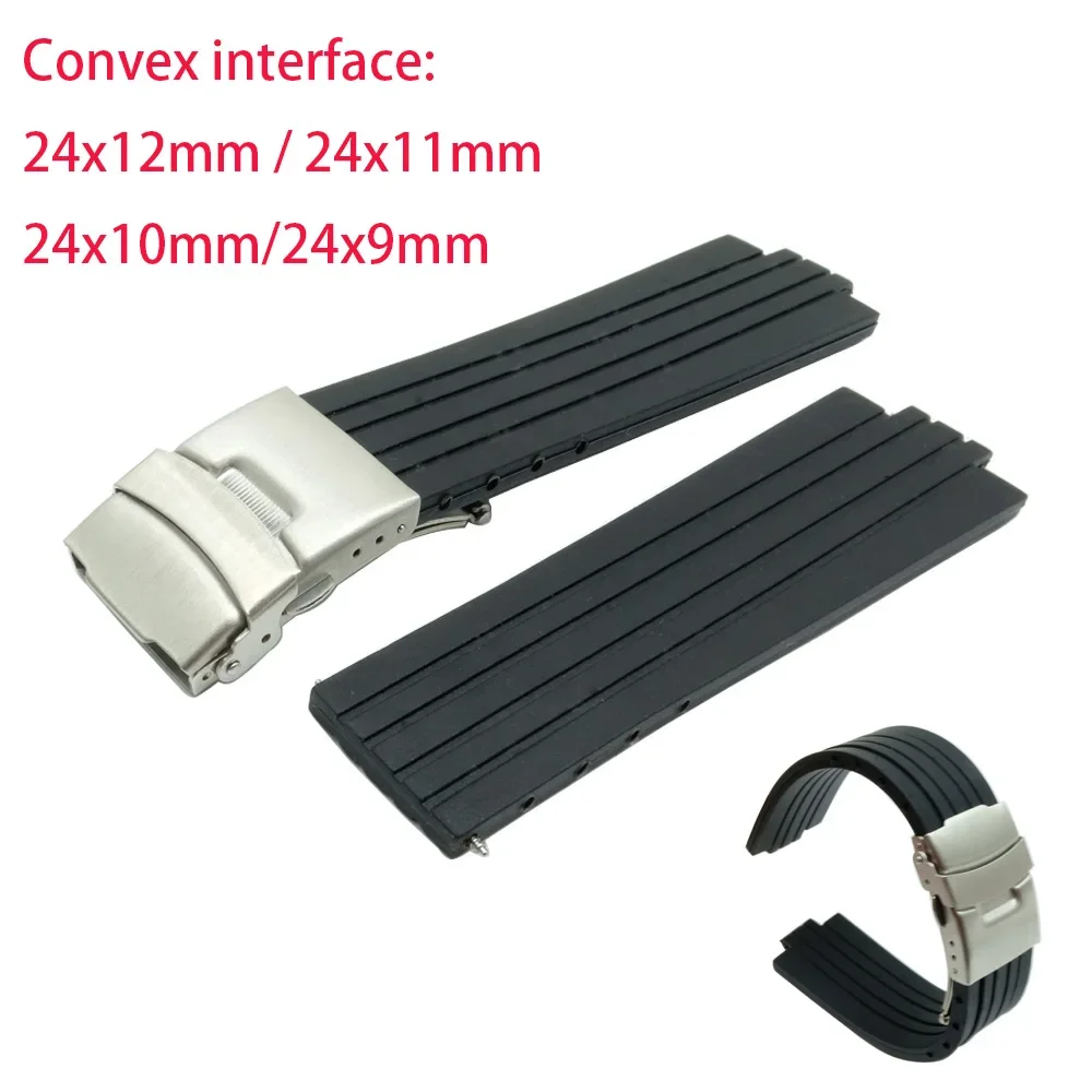 

24*10mm 24*11mm 24*12mm Watchband For Ulysse Nardin Marine 1183 Observatory Seal Convex Port Head Watch Band Wrist Strap Replace