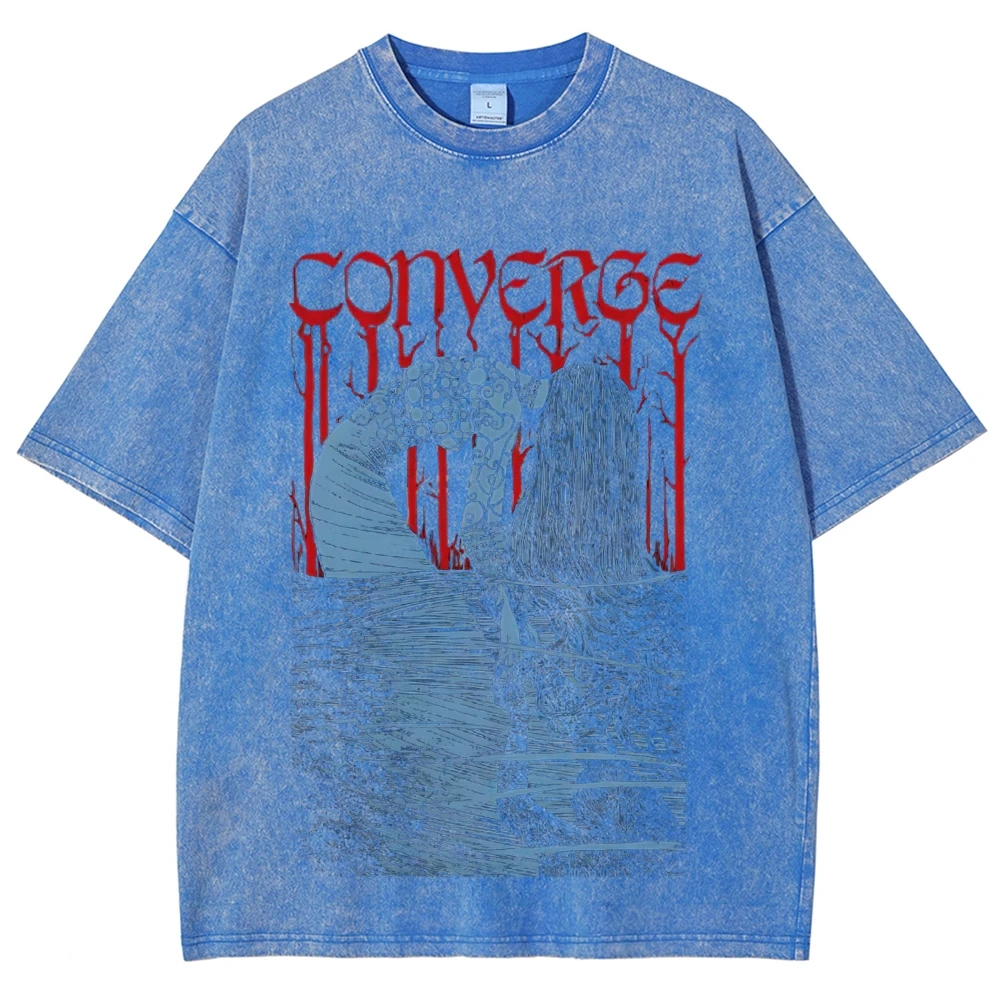 Hand Painted Girl Washing Hair By The River Printed T-Shirt Designer New 2024 Trend Retro Shoulder Short Sleeves