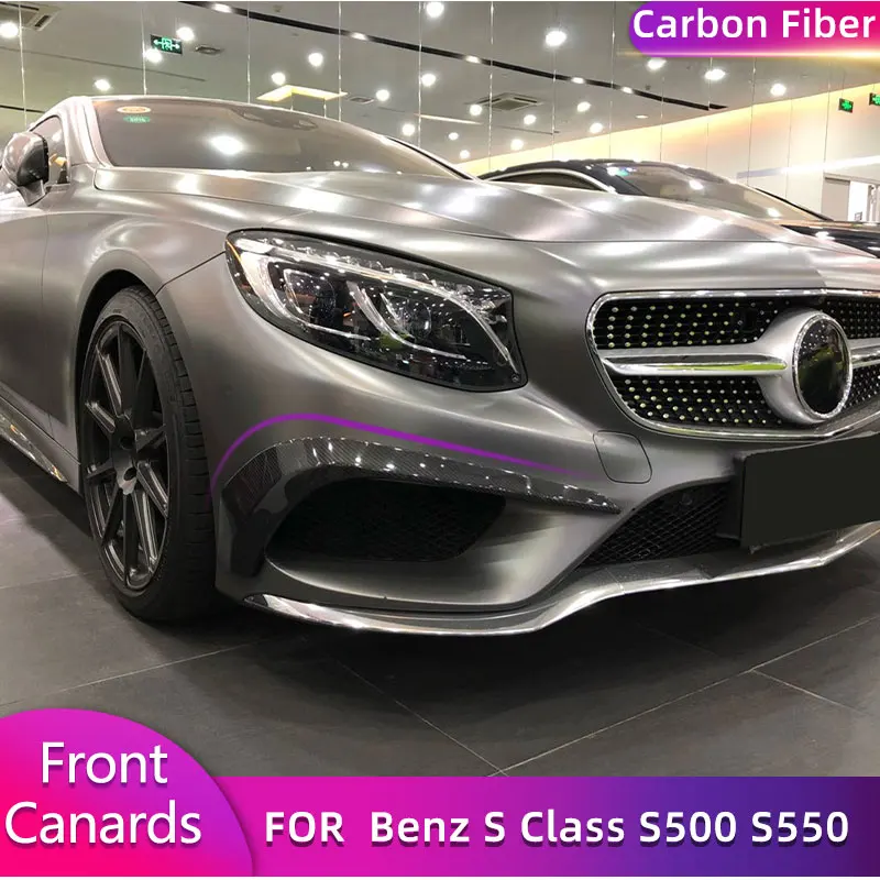 

Carbon Fiber Front Bumper Canards for Mercedes Benz S Class S500 S550 Coupe 2-Door 2014-2017 Car Front Fins Spoiler Body Kits