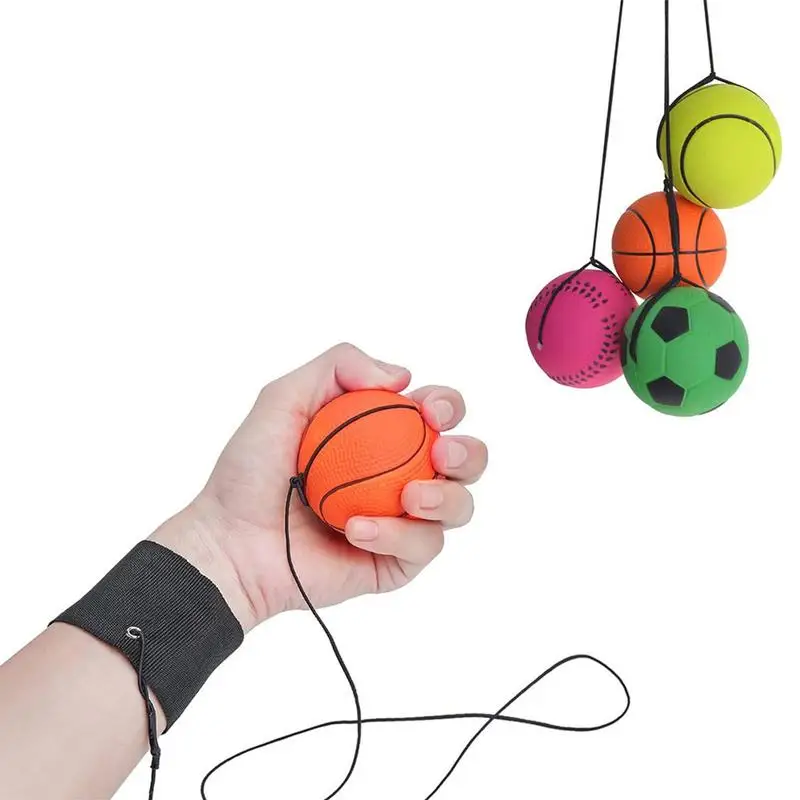 1pc Return Hand Ball Wrist Balls Sponge Rubber Rebound Ball Kids Toy Sports Bouncy Balls For Finger Exercise Stiffness Relief