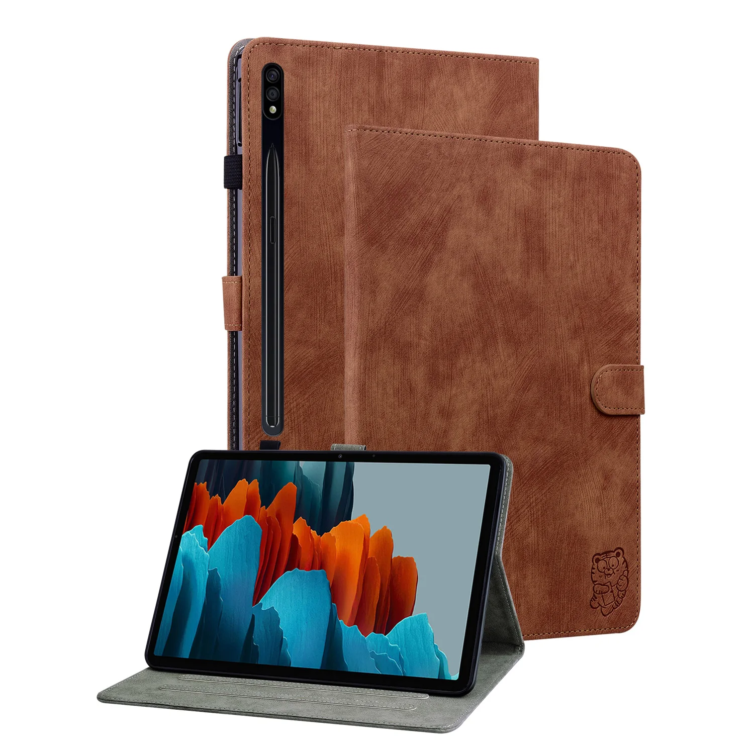 

Кожаный универсальный чехол для Samsung Galaxy Tab S10 S9 FE Plus 12,4 дюйма SM-X820 826B X810 X816B X610 X616B Задняя крышка-подставка из ТПУ