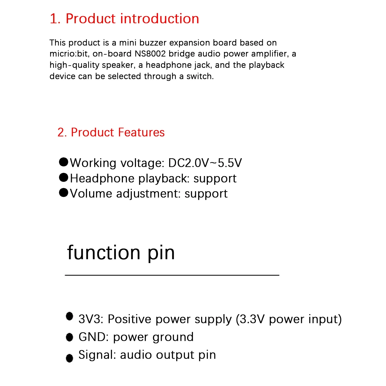 Haut-parleur BBC Micro:Bit, technologie de carte 6,000, puce NS8002