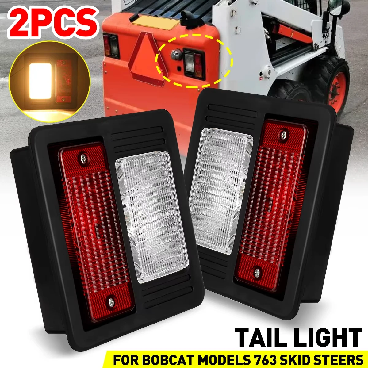 2PCS Rear Tail Light Assembly Lamp Turn Signal Reverse lighT 6670284 For Bobcat 553 751 753 763 773 863 873 883 963 Skid Steer