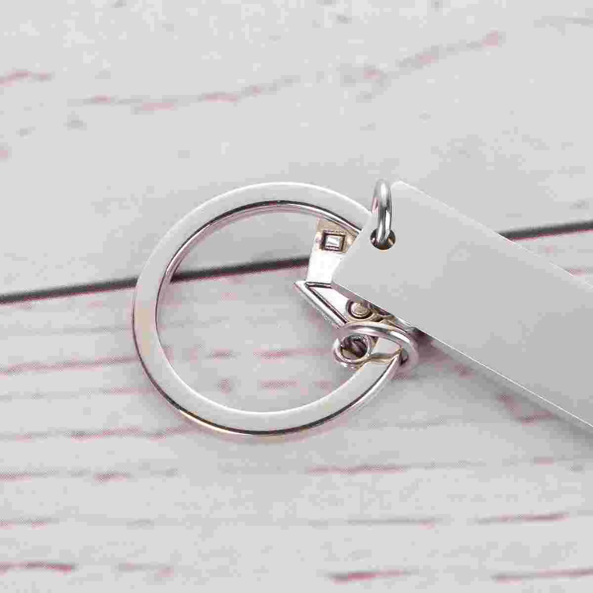 2 Pcs Couple Gift Housewarming Keychain Bag Hanging Ornament Bags Stainless Steel Silver Ring Lovers