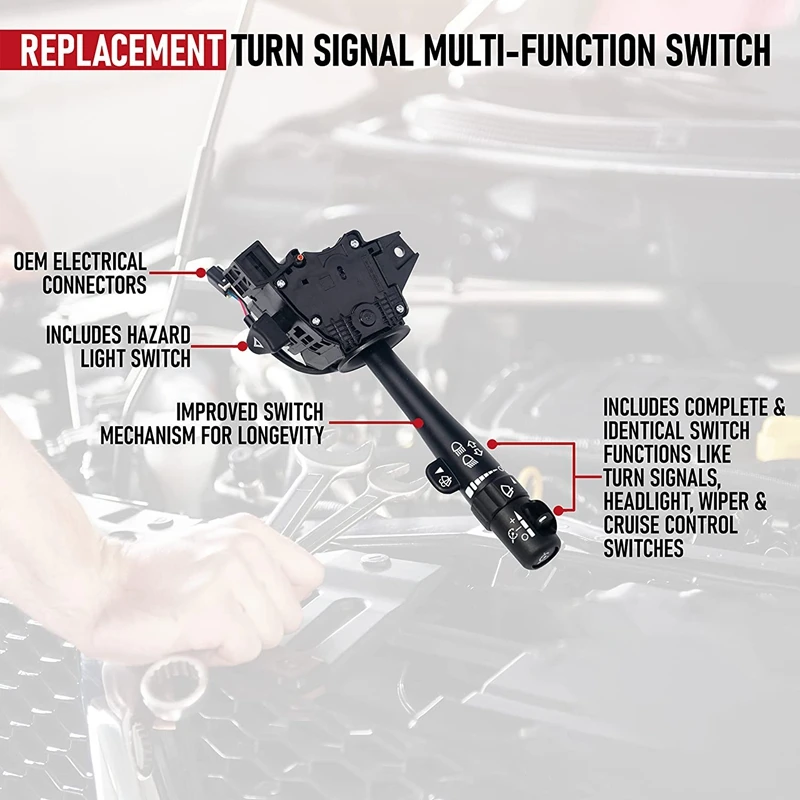 12450067 2330856 Turn Signal Multi-Function Switch Lever For Silverado, Suburban, Avalanche, Yukon, Tahoe, Sierra, Envoy