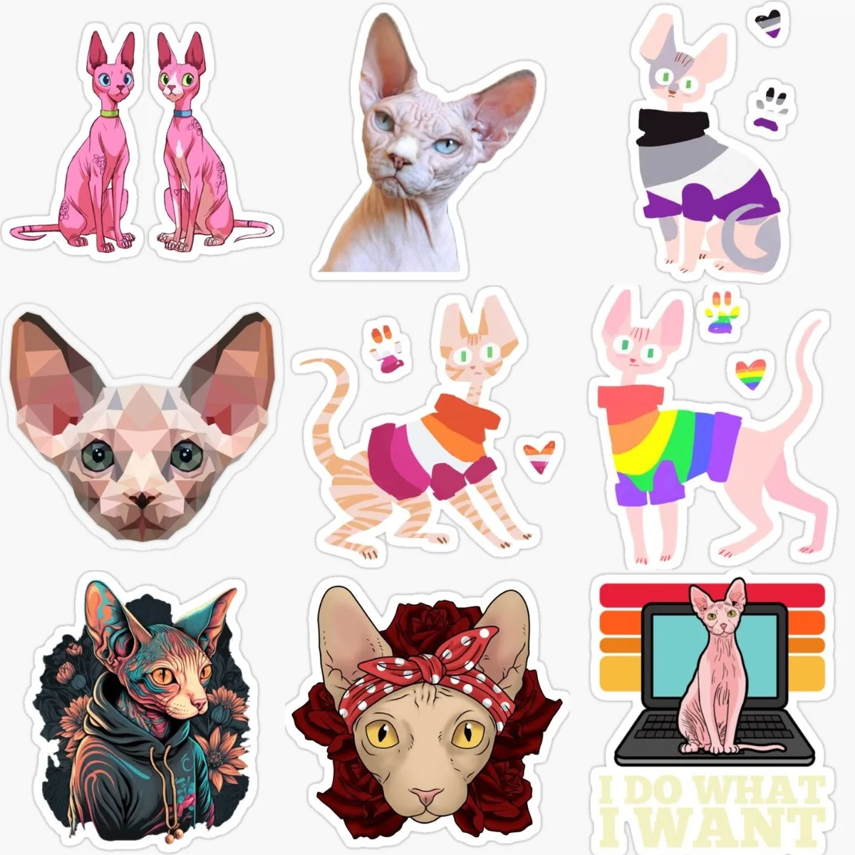 

Sphynx Cat Creative PVC Stickers Accessories for Decorate Car Suv Room Table Motorcycle Off-road Helmet Camper Bumper Window