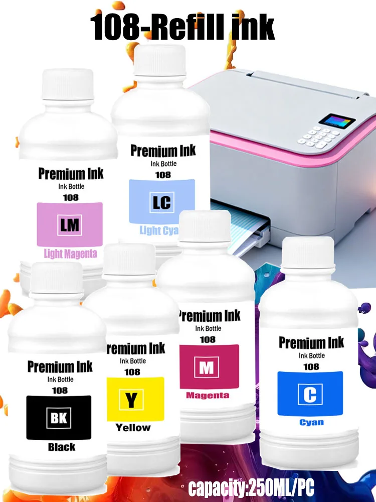 108 Refill Dye Ink 250ml For Epson 056 057 107 108 574 Refill Ink For Epson L8050 L8058 L18050 L18058 ET-18100 Printer
