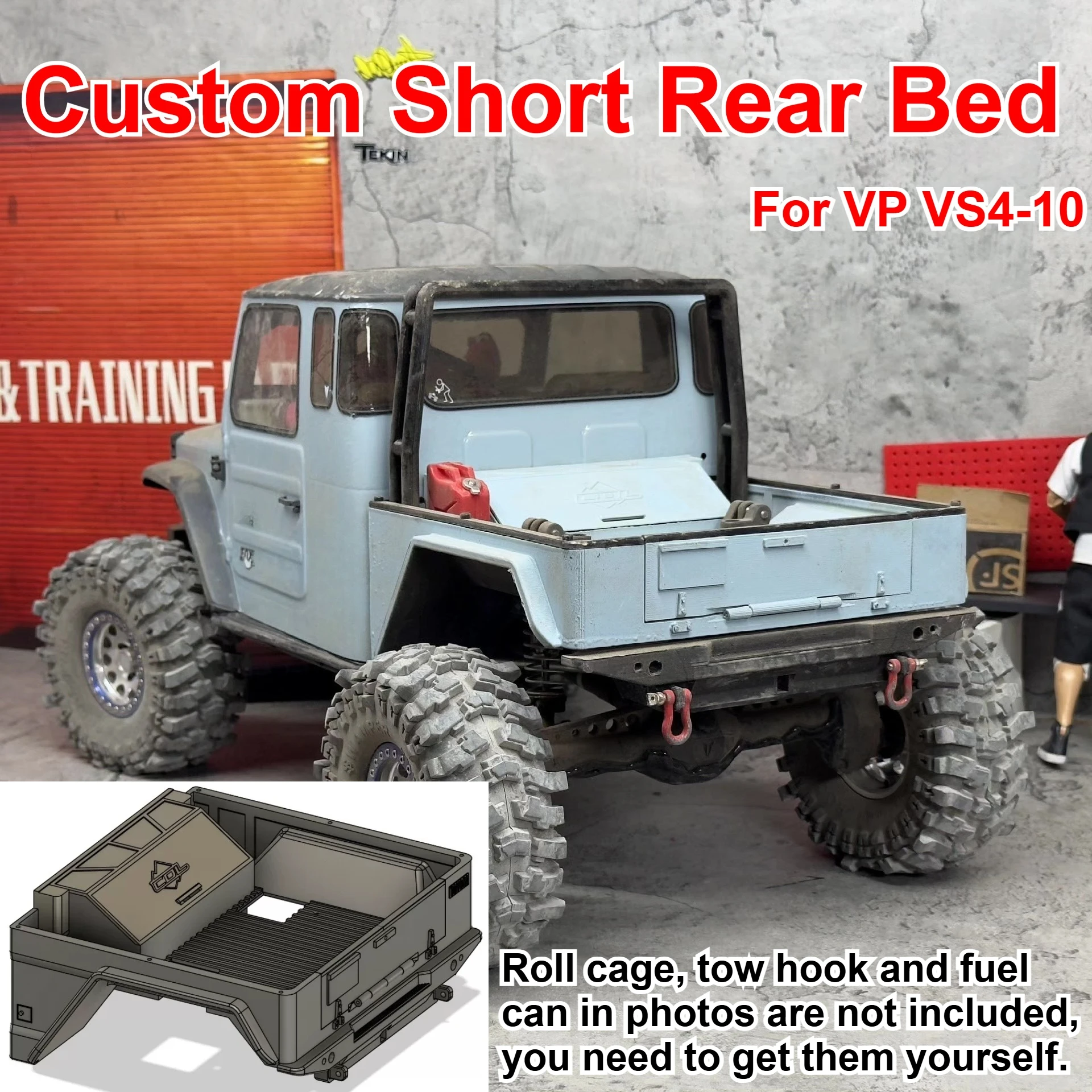 For VP VS4-10 1/10 RC Off Road Crawler Competitive Short Rear Bed Custom Model Number Decorative Styling Decor Upgrade Parts