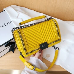 2024 New Shoulder Bag Chain Messenger Bag Women Fashion Shoulder Handbag Small Purse Embroidery Thread PU Leather Crossbody Bags