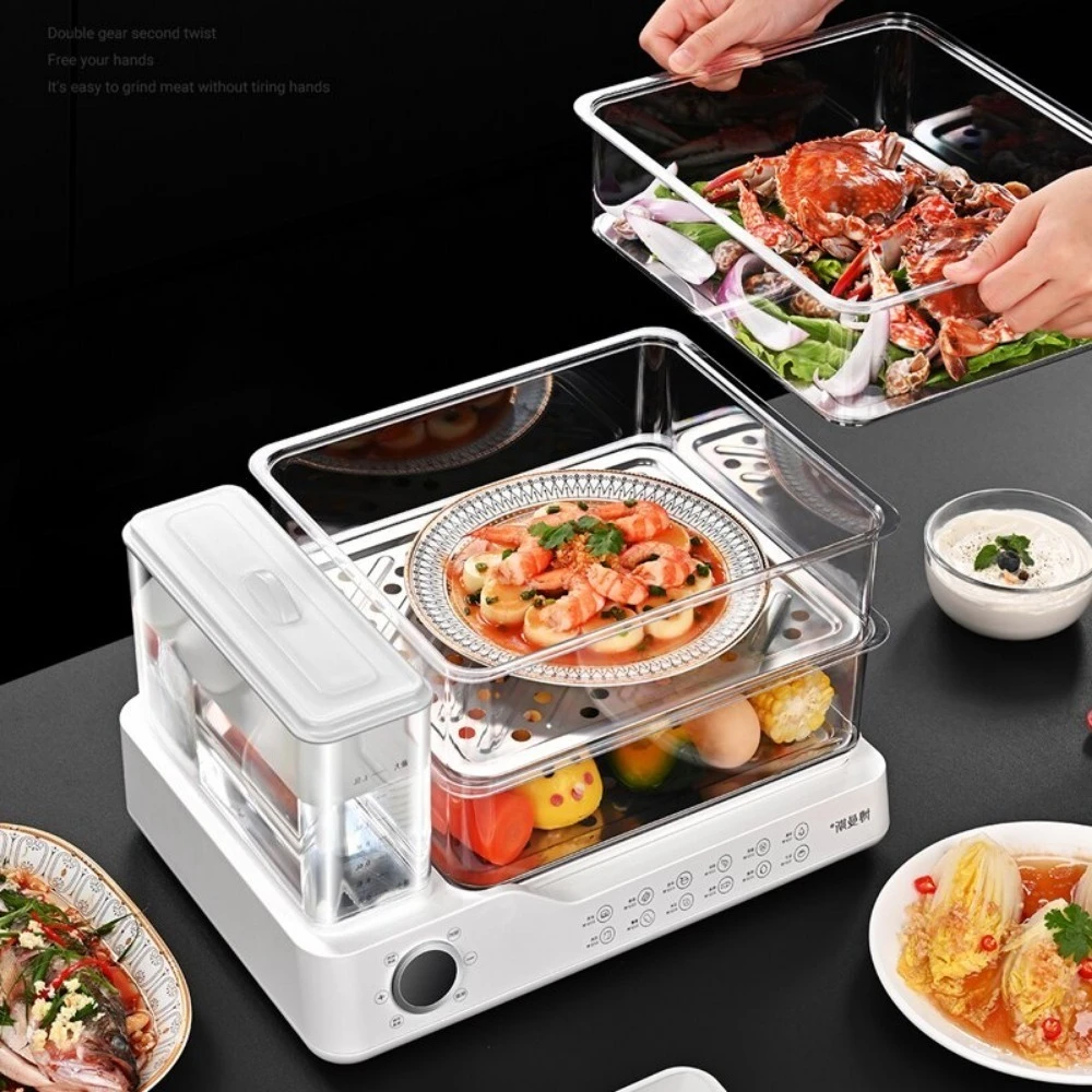 Household Multifunctional 24L 3‑Tier Electric Steamer 800W Programmable Timer for Steaming Cooking  Stewing