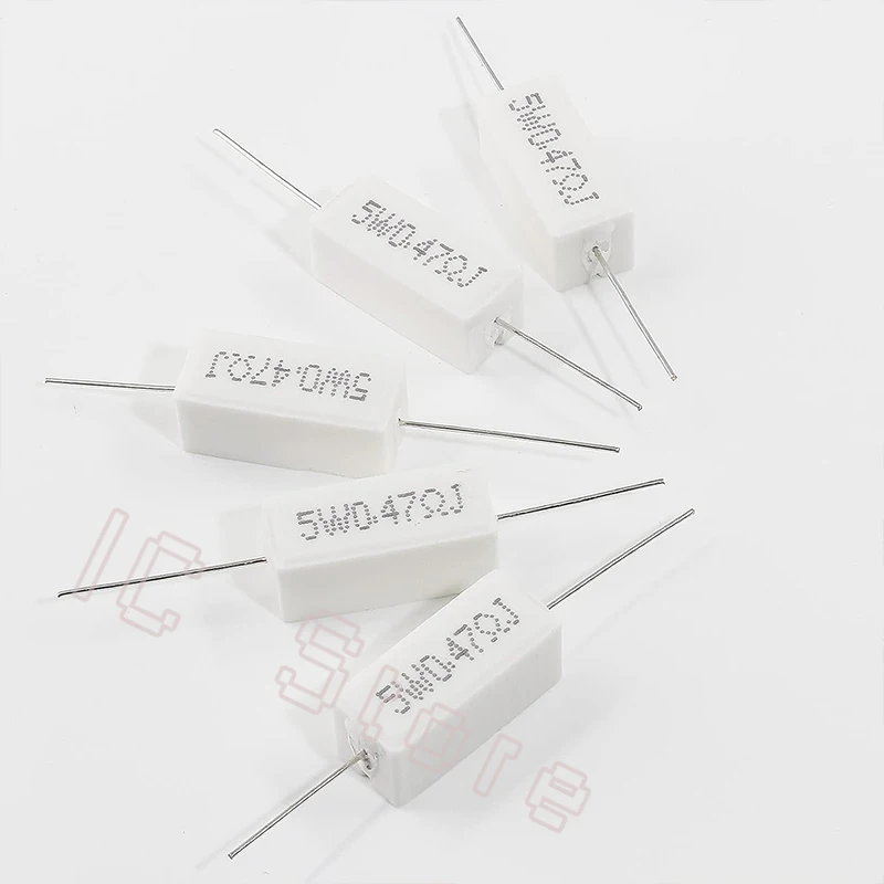 10PCS 5W Cement Resistor Power Resistance 0.01R ~ 150K 0.5R 1R 10R 100R 0.22 0.33 0.5 1 2 5 8 10 15 20 25 30 100 1K 10K Ohm