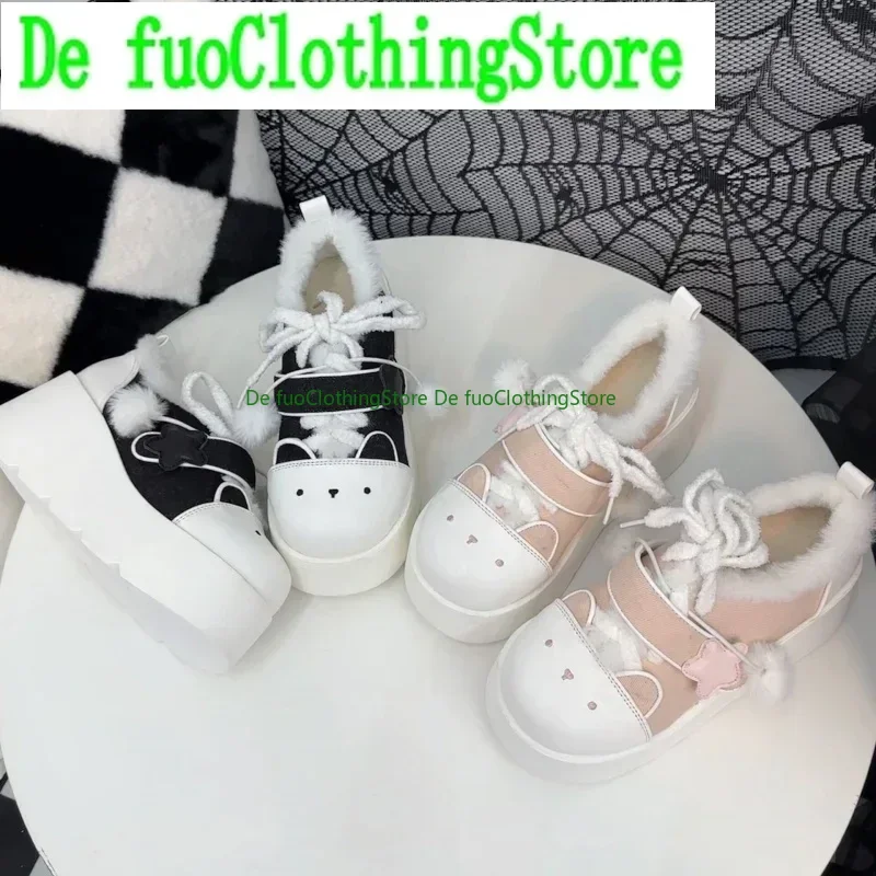 Original y2k subcultura menina único sapatos outono e inverno novas senhoras doces lolita plataforma bonito sapatos de lona feminino