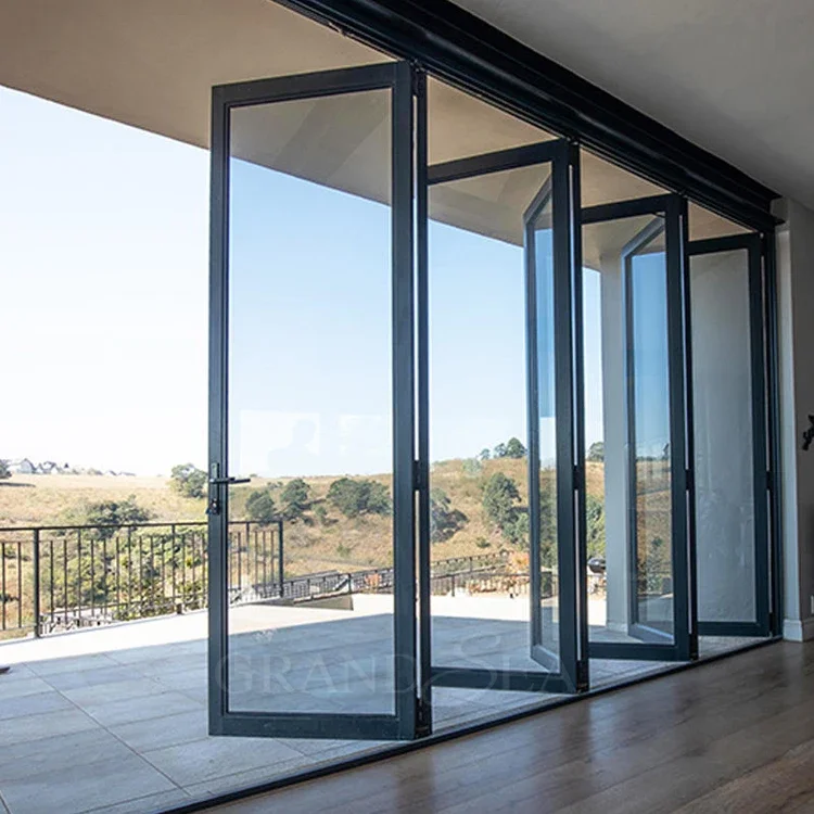 Australia standard Aluminum internal folding door with double glass for patio