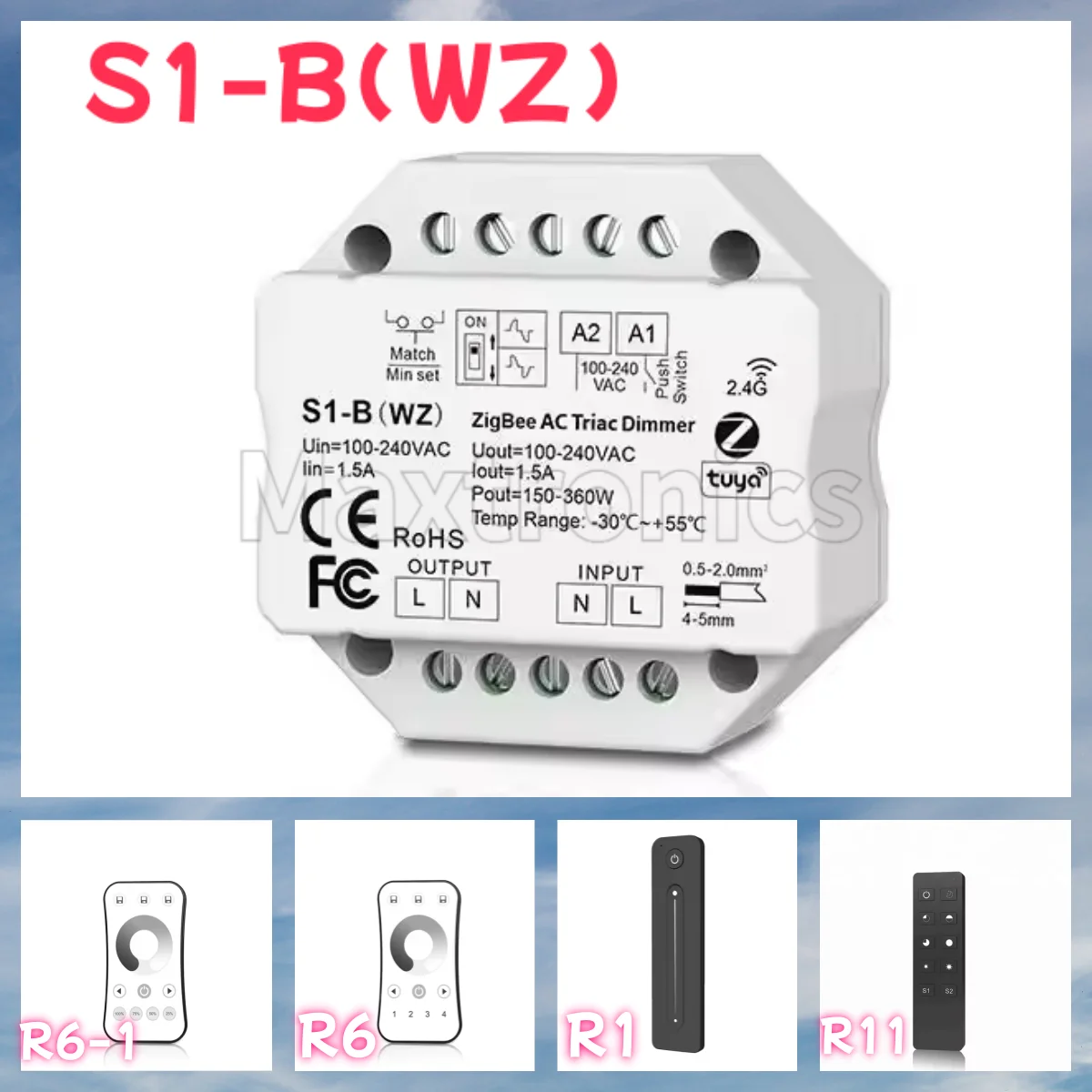 

Tuya ZigBee LED Dimmer S1-B(WZ) AC Triac Dimmer R11 R6 1/4Zone Control Kit Smart Tuya APP Push Switch Dimmer for LED Strip Light