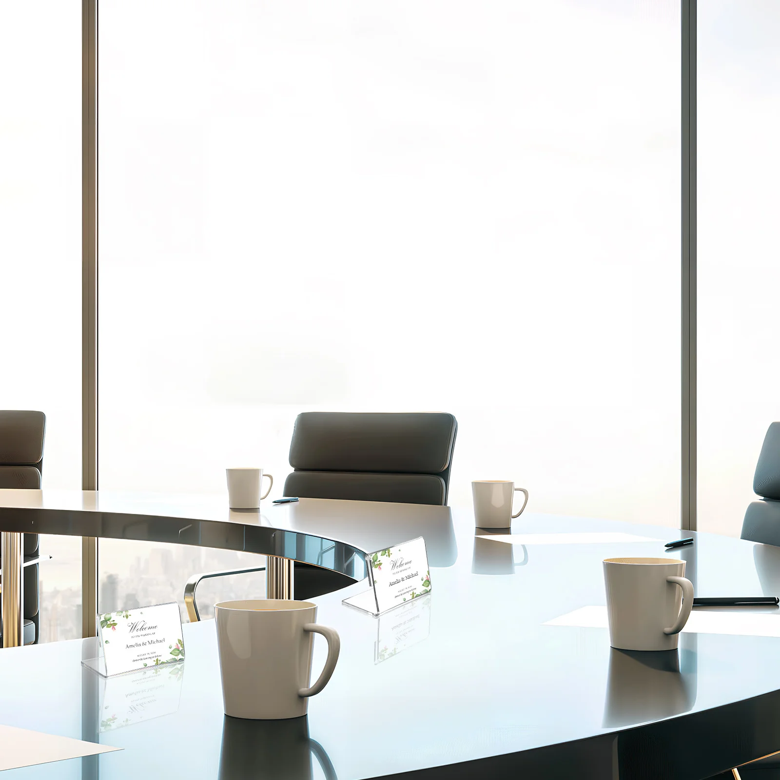 

48Pcs Transparent Sign Holders Slanted Tabletop Display Stands L Shape Clear Sign Display Stands Name Card Holders for Weddings