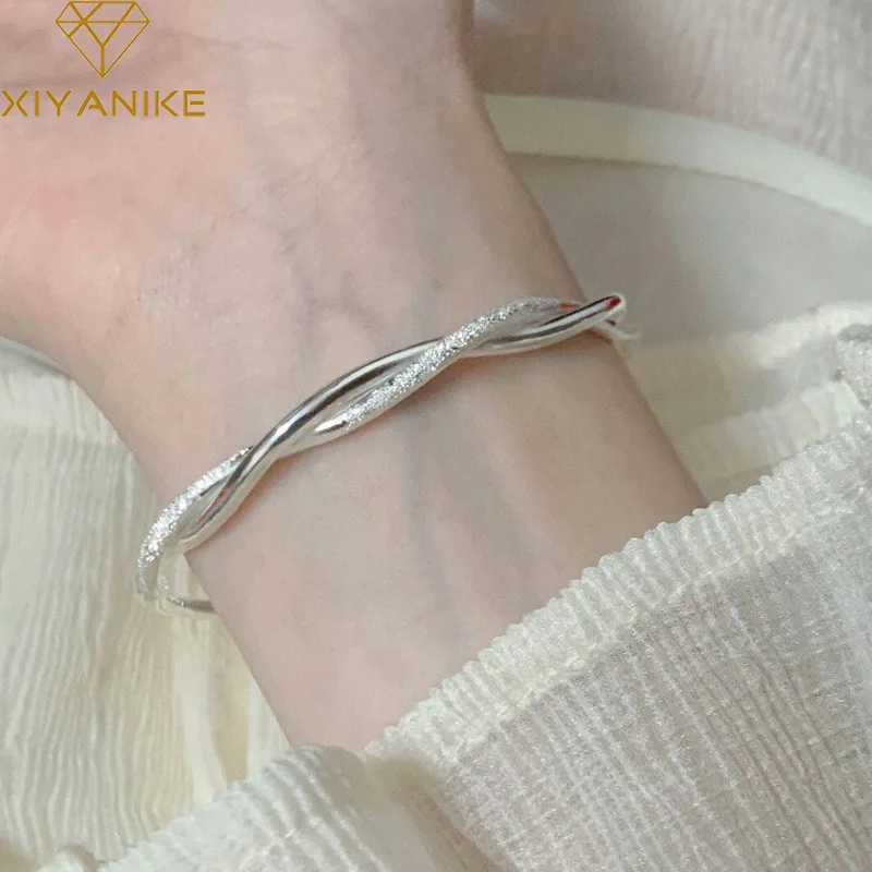 XIYANIKE Vintage Twisted Bangle Bracelet For Women Girl Luxury Korean Fashion New Jewelry Party Friend Gift pulseras mujer