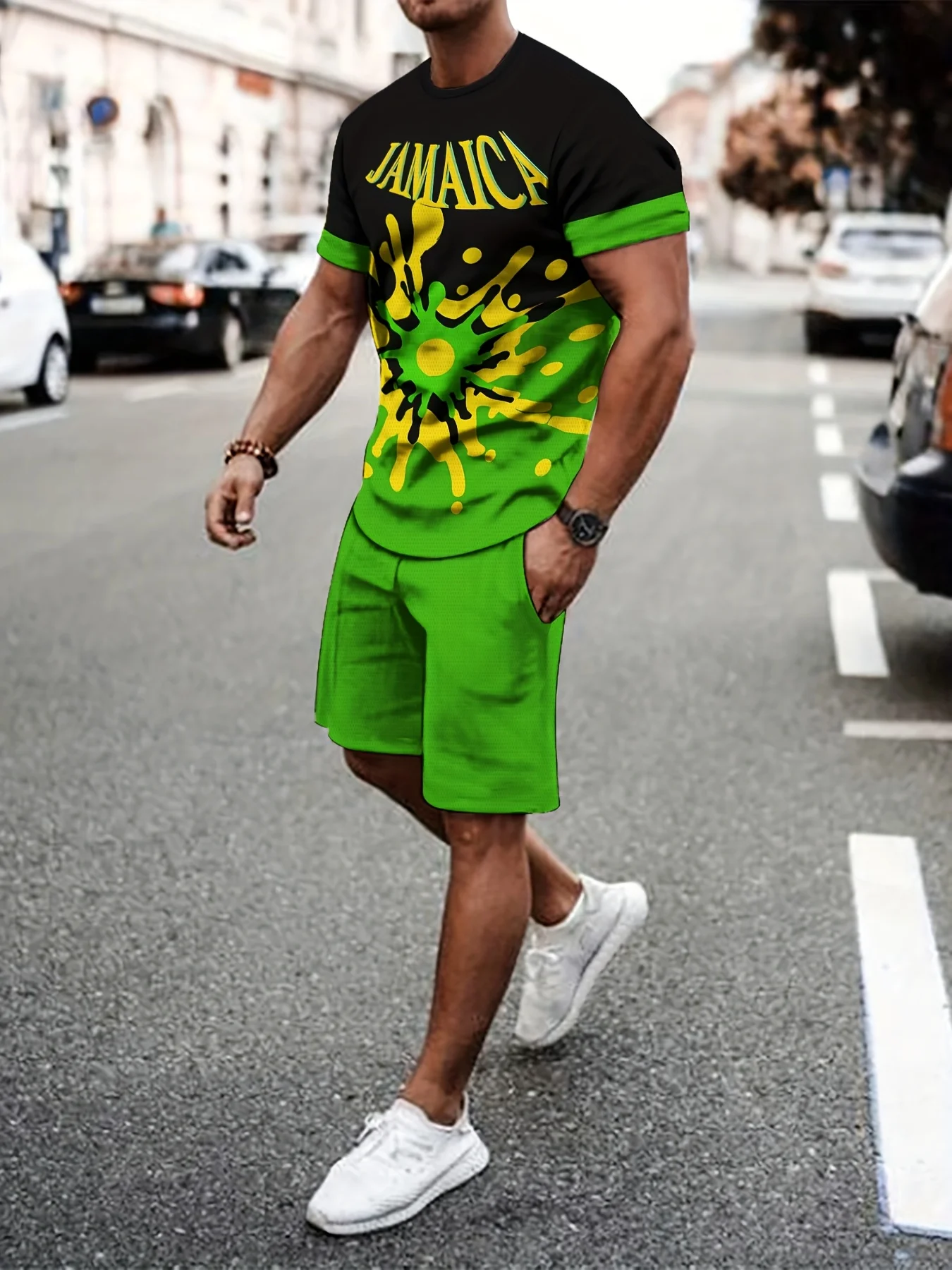 

2025 Summer New Fashion Casual Daily Street Men's Set Outdoor Breathable T-shirt + Shorts 2-piece set