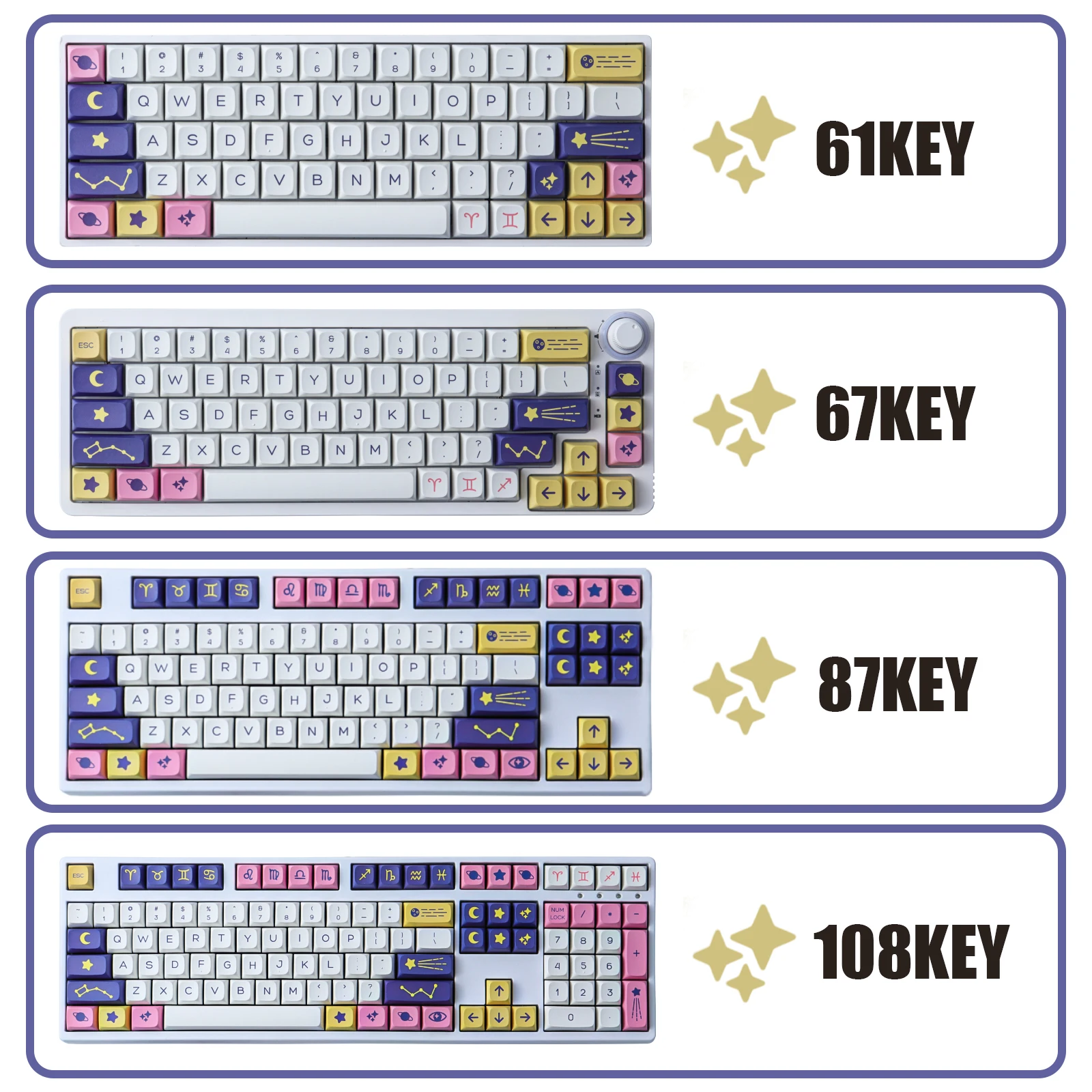 GMK Constellation Keycaps 133 Keys PBT Dye Sublimation XDA Type Keycaps for Cherry Gateron MX Switch Mechanical Keyboard