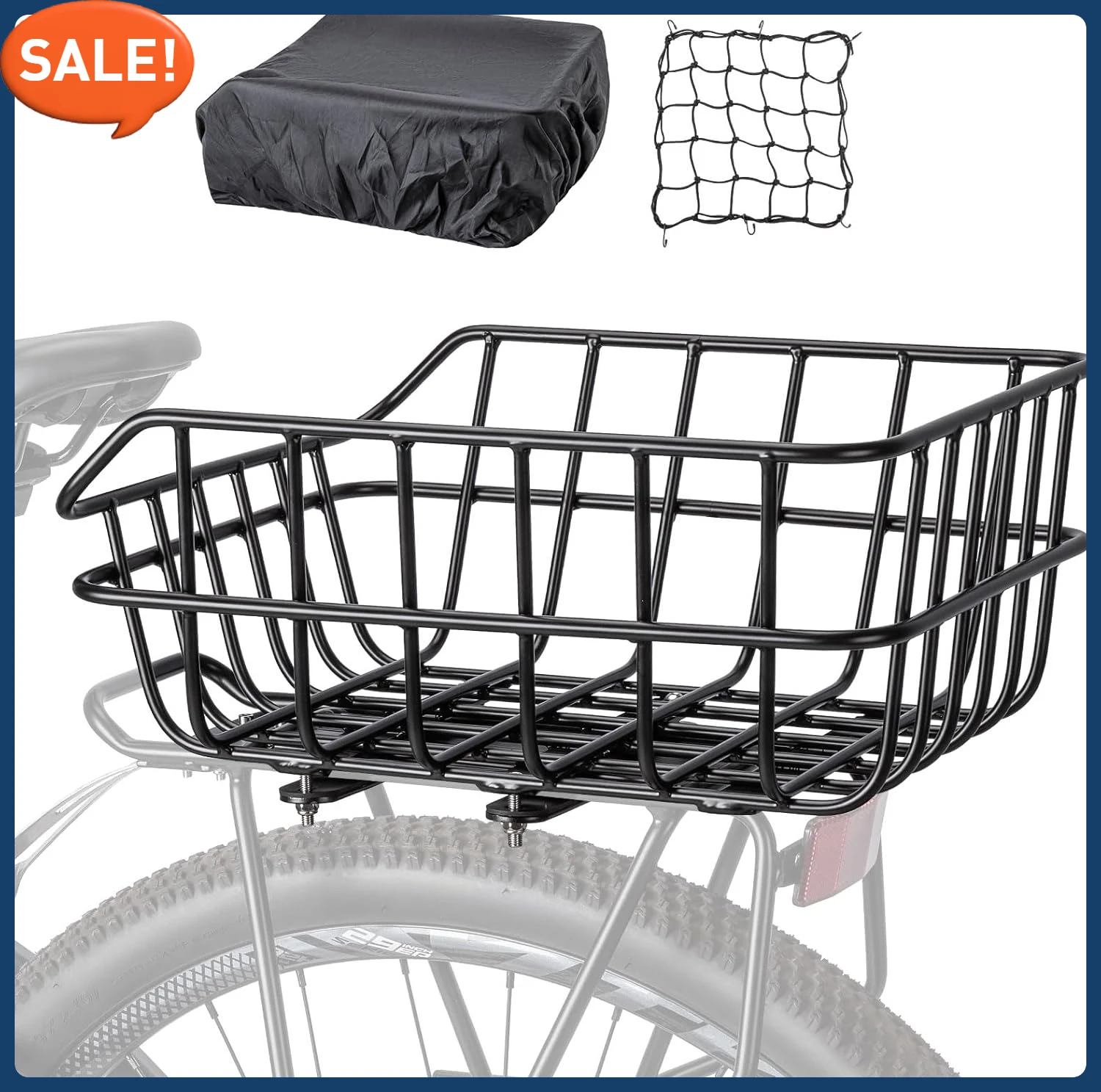 

Задняя велосипедная корзина — задняя корзина для велосипеда с грузовой сеткой и водонепроницаемой крышкой — алюминиевая велосипедная корзина с заднем креплением, большая вместимость