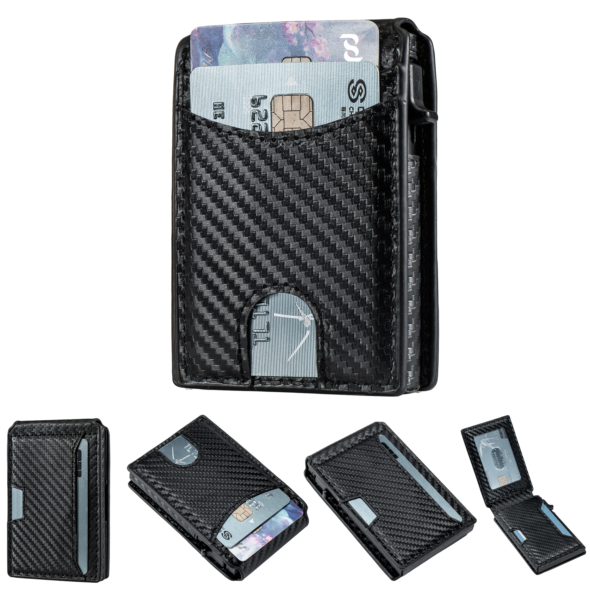 Fashionable Men's Rfid Anti-Theft Pop-Up Wallet Card Holder, Metal Credit Card Case, Quick Access Id Holder, Multifunctional Secure Card Holder