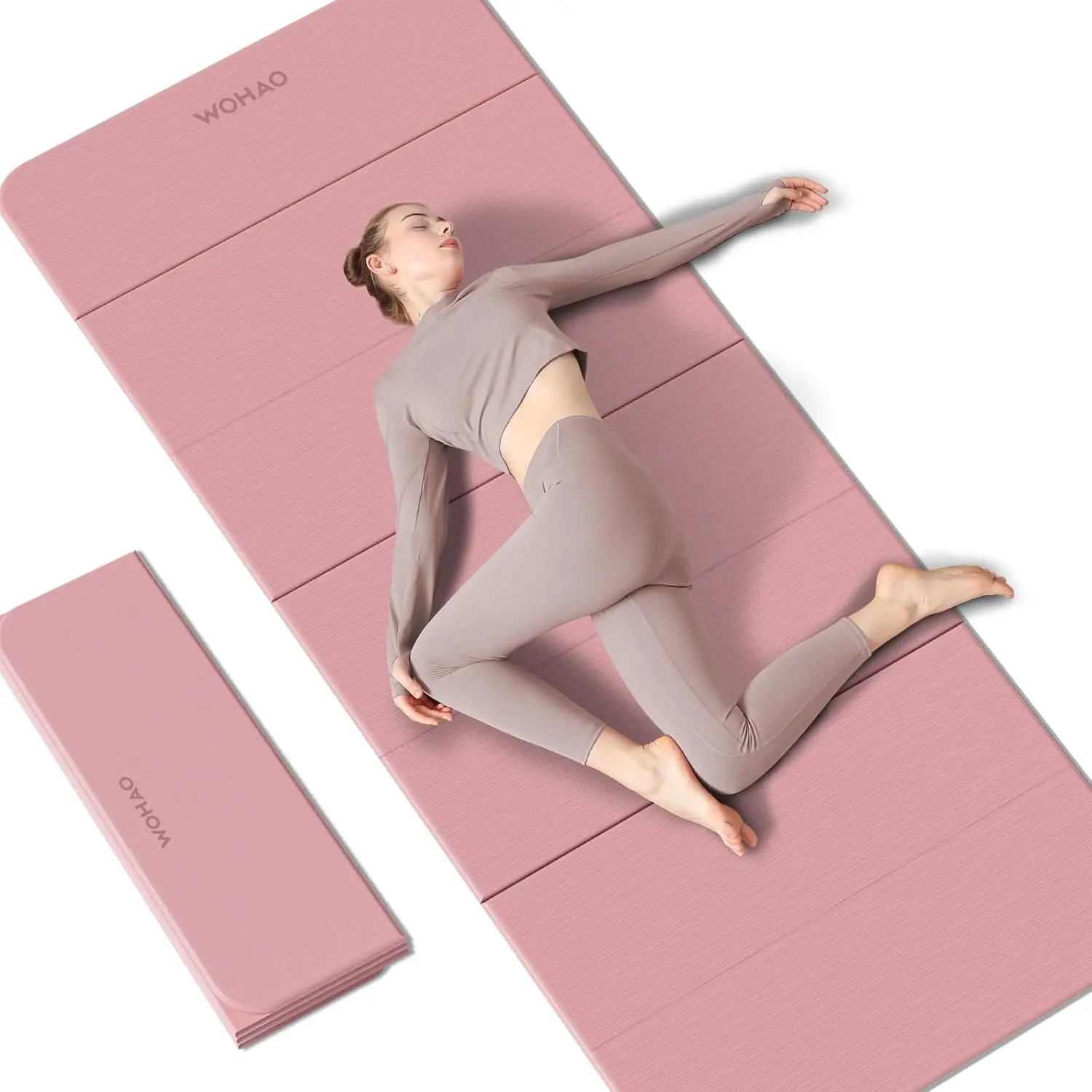 7-Fold POE Yoga Mat, Orange, 0.31 Inch Thick, Extra Wide, Non-Slip, for Travel and Home Gym