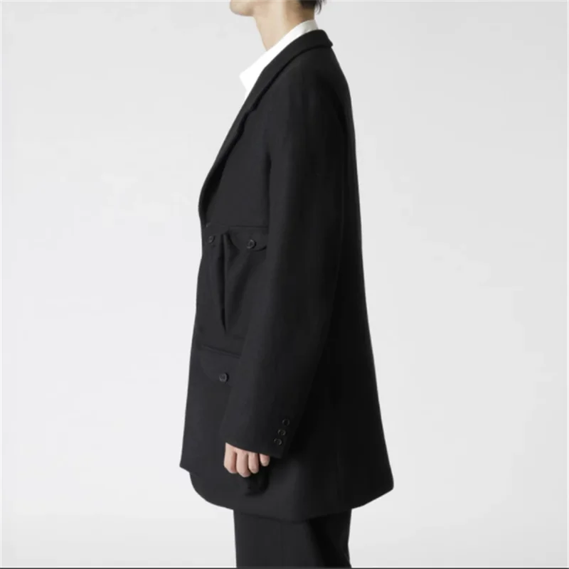 2023 autumn and winter new woolen coat men's woolen coat long loose youth thick warm casual jacket