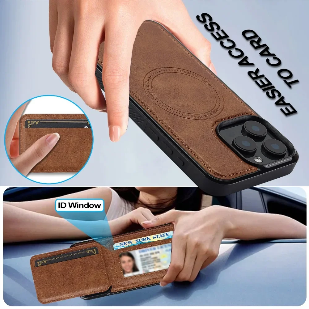Detachable For Magsafe Magnetic Card Holder Wallet Case for iPhone 16 Pro Max 15 14 Plus 13 12 11 XS XR X 7 8 SE 2022 2020 2024