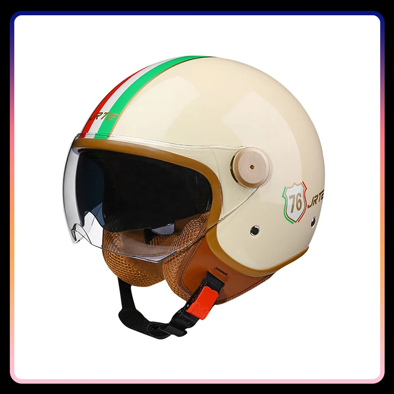 Open Face Motorcycle Helmets Biker 3/4 Open Face Helmet Men Women Retro Electric Scooter ABS Shell Moto Jet Helmet DOT Approved