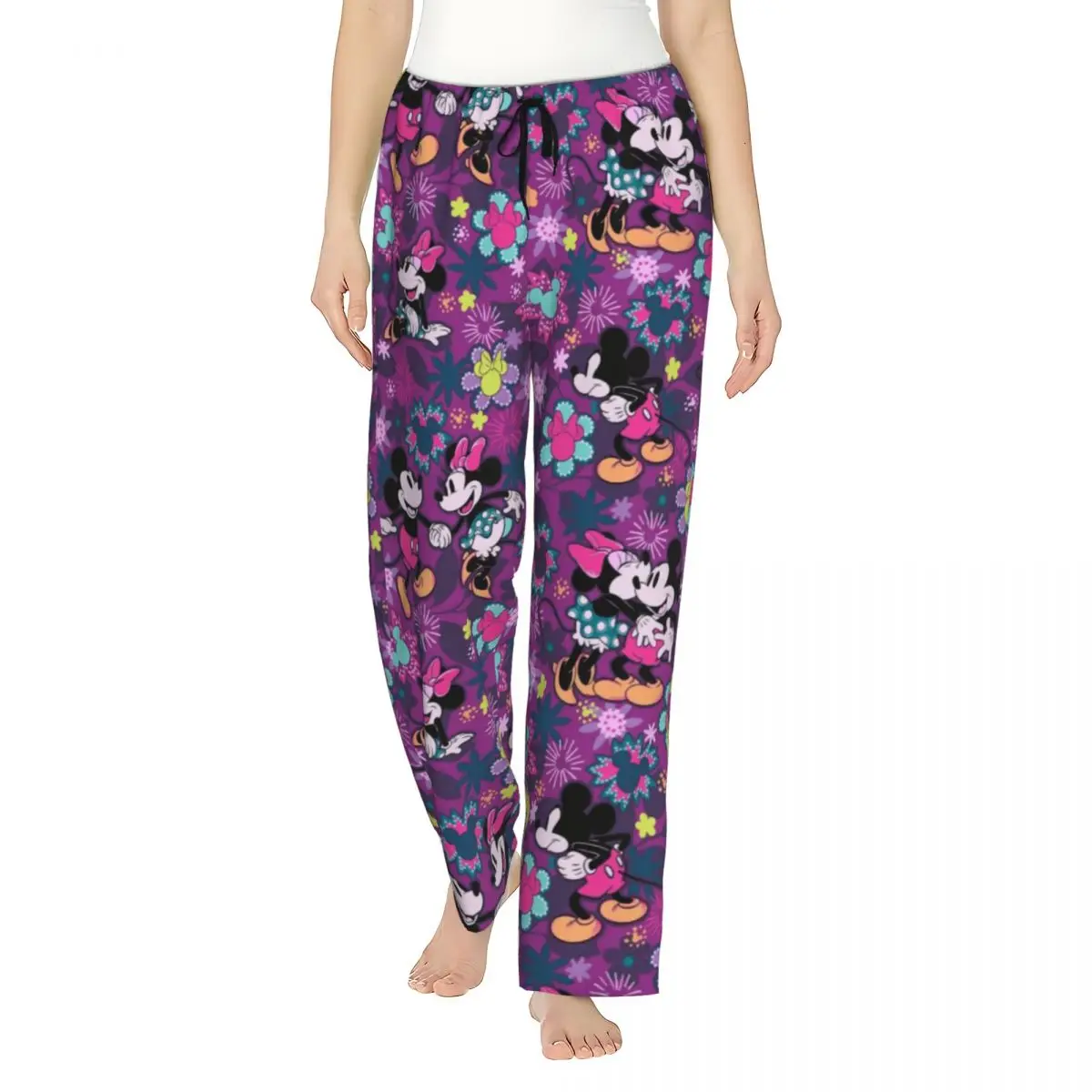 

Custom Printed for Women Minnie Mickey Mouse Cartoon Animation Pajama Pants Sleepwear Sleep Lounge Bottoms with Pockets