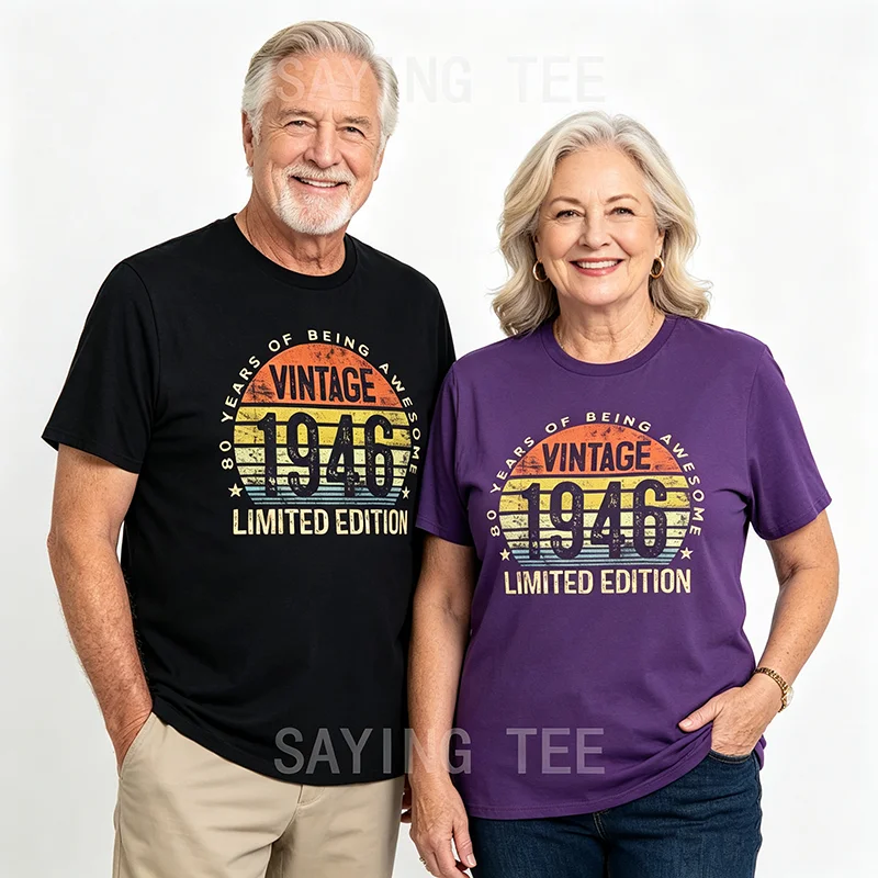 Vintage 1946 Limited Edition 80-Jähriges Geschenk zum 80. Geburtstag, tolles T-Shirt für Opa, Oma, Geburtstagsgeschenk, modisches T-Shirt mit Spruch – Detail 6