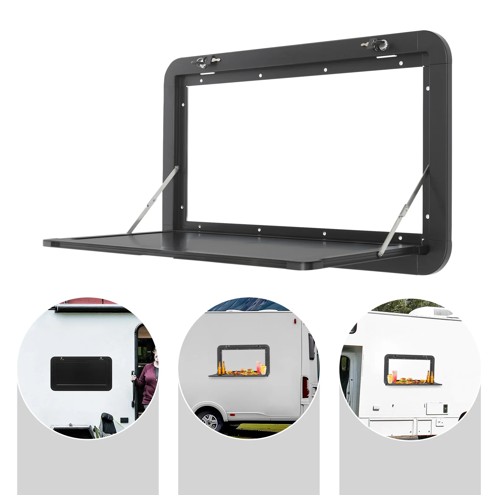 

Foldable RVs Table, Wall Mount Folding Camping Dinning Table External Hanging for Caravans, Vans, Truck Campers, Travel Trailers