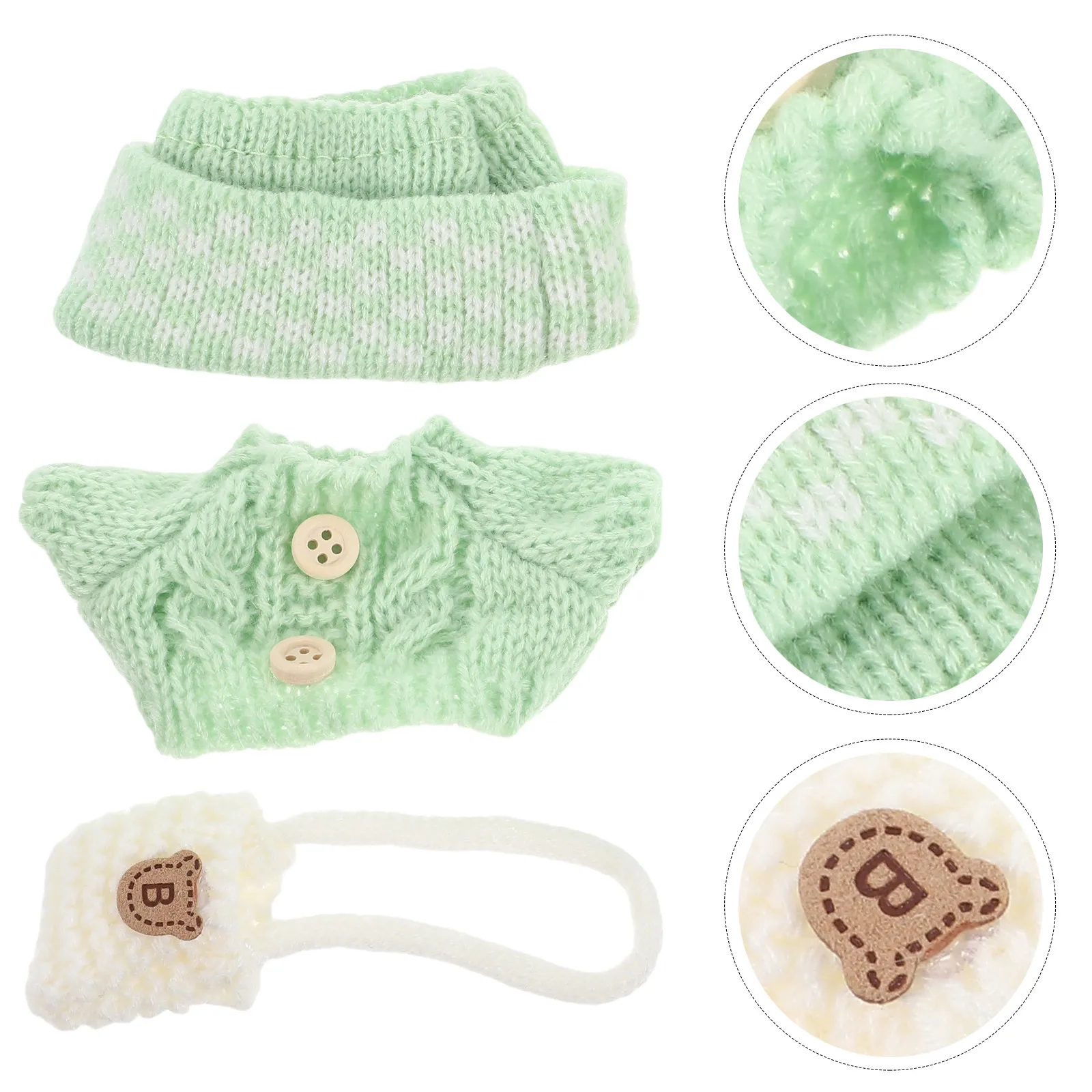 

1Set Knitted Sweater Hat Bag Outfit for 17Cm Winter Dress Up Set Cute Stuffed Animal Clothing Dollhouse Decoration