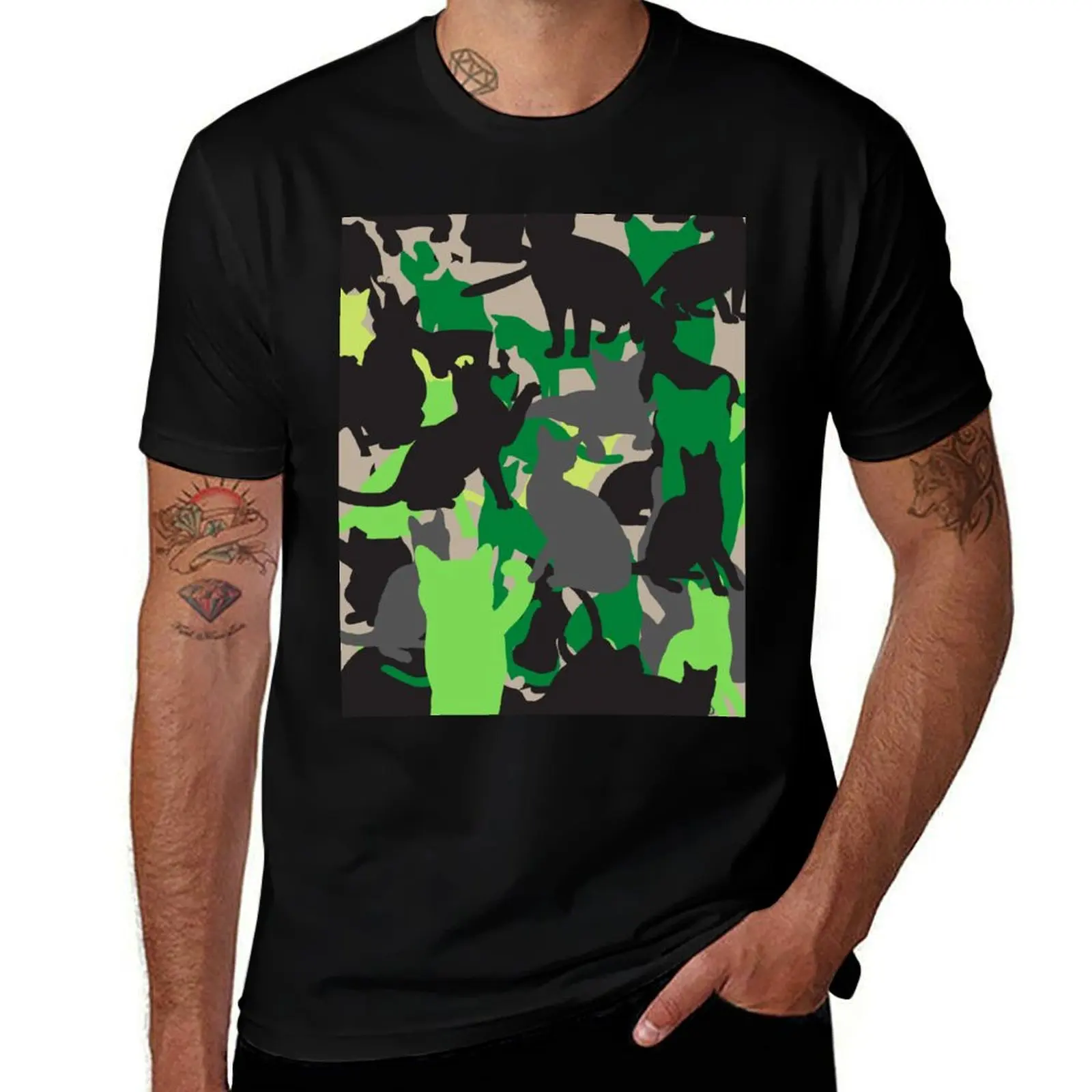

Purrrfect Camo Cat T-Shirt t shirts for man graphic vintage t shirt men 100% cotton luxury brand T-Shirt