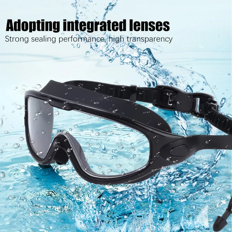 Flat Light Swimming Goggles Anti-fog Snorkeling Diving Swim Eyewear Waterproof Big Frame Glasses Men Women Swimming Accessories