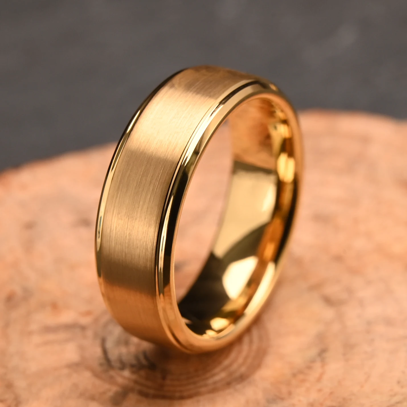 8MM/6MM Goldfarbener Wolframring Herren Eheringe Anillos Bague Homme Pareja De Modeschmuck Paar Verlobungsringe Geschenke – Detail 13