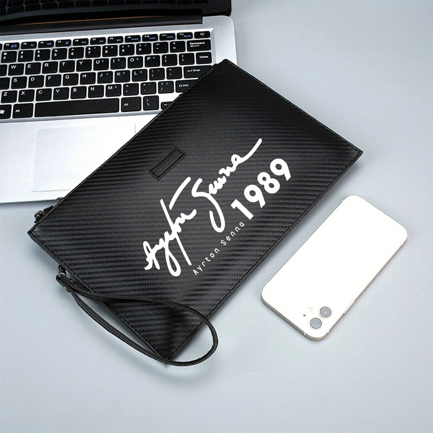 حقيبة يد رجالية من Ayrton Senna Signature 1989 بتصميم مميز أنيق ومطبوع من البولي يوريثان، عصرية وعملية للحمل اليومي #3