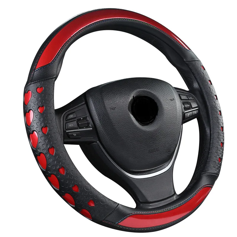 37-38CM Car Steering Wheel Cover Non-slip PU Leather for Toyota Corolla Camry Rav4 Auris Prius Yalis Avensis auto accessories