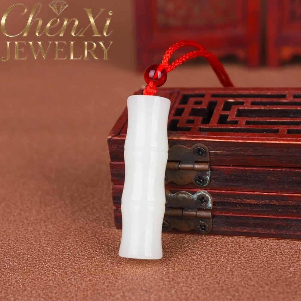 Multi-toned Hetian Pendant Exquisitely Carved Bamboo Vintage Styling Accessory Elegant Collectible Jewelry for Daily Matching