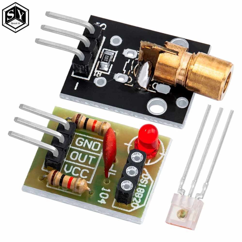 KY-008 650nm Laser Transmitter Module with Laser Sensor Module Non-Modulator Tube Laser Receiver Module Kit