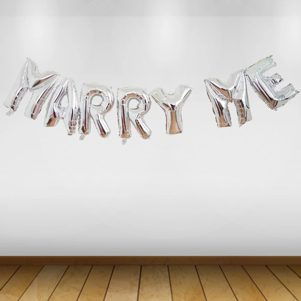 

1 set 1 Set Silver Marry Me Wedding Party Decoration Balloons Foil Alphabet Party Supplies For Event Celebrations Decorations