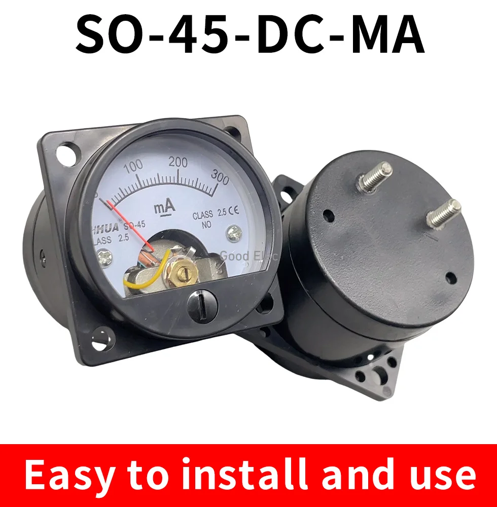 1 Piece 2.5 Accuracy DC 0-100mA Ammeter SO-45 Class Round Analog Panel Meter Black 1 Piece 2.5 Accuracy DC0-10mA 0-100mA Ammeter