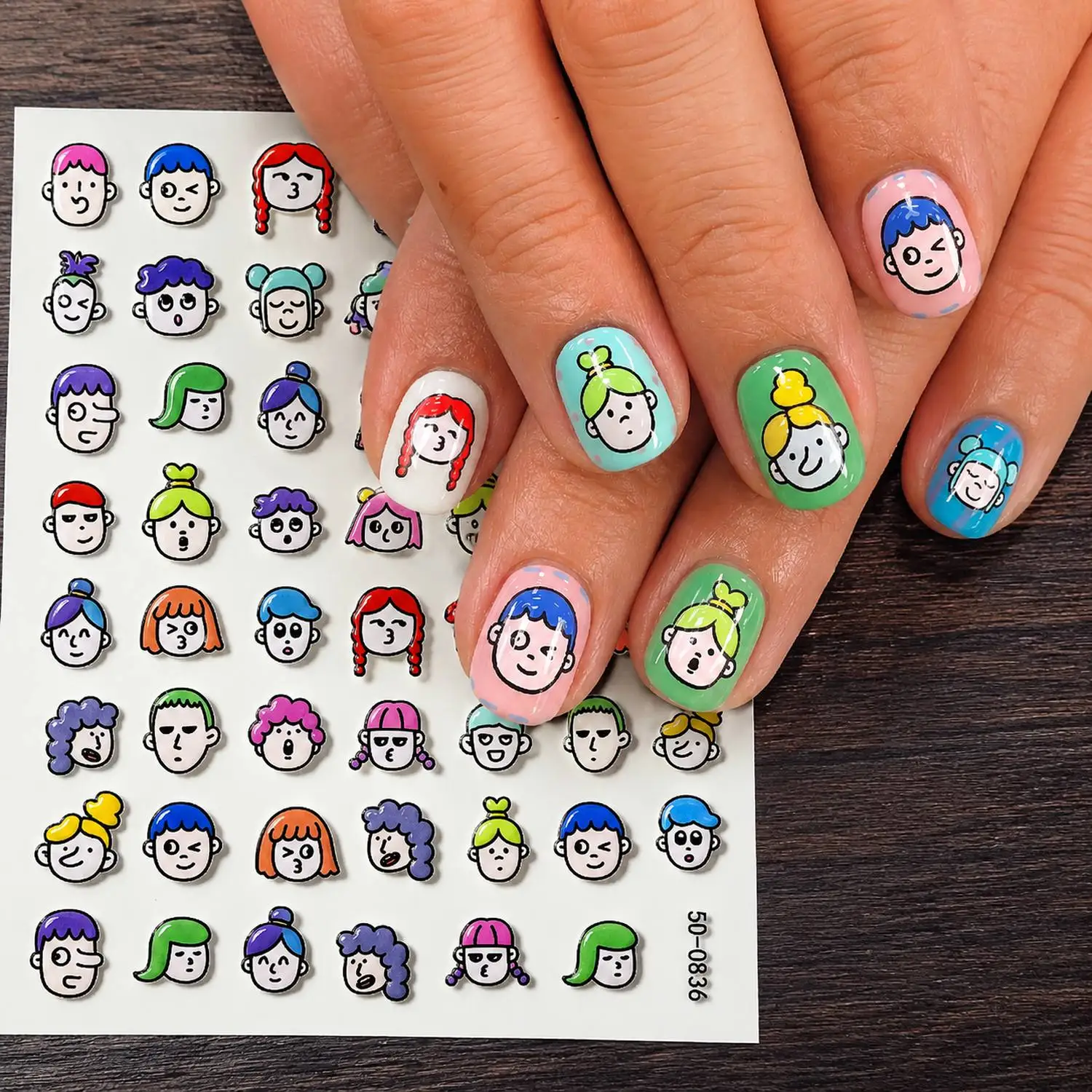 1Pc 5D Raised Patterns Fun Nail Sticker Multi Color Designs Fun Nail Decal Fashion Trends Fun Nail Slider