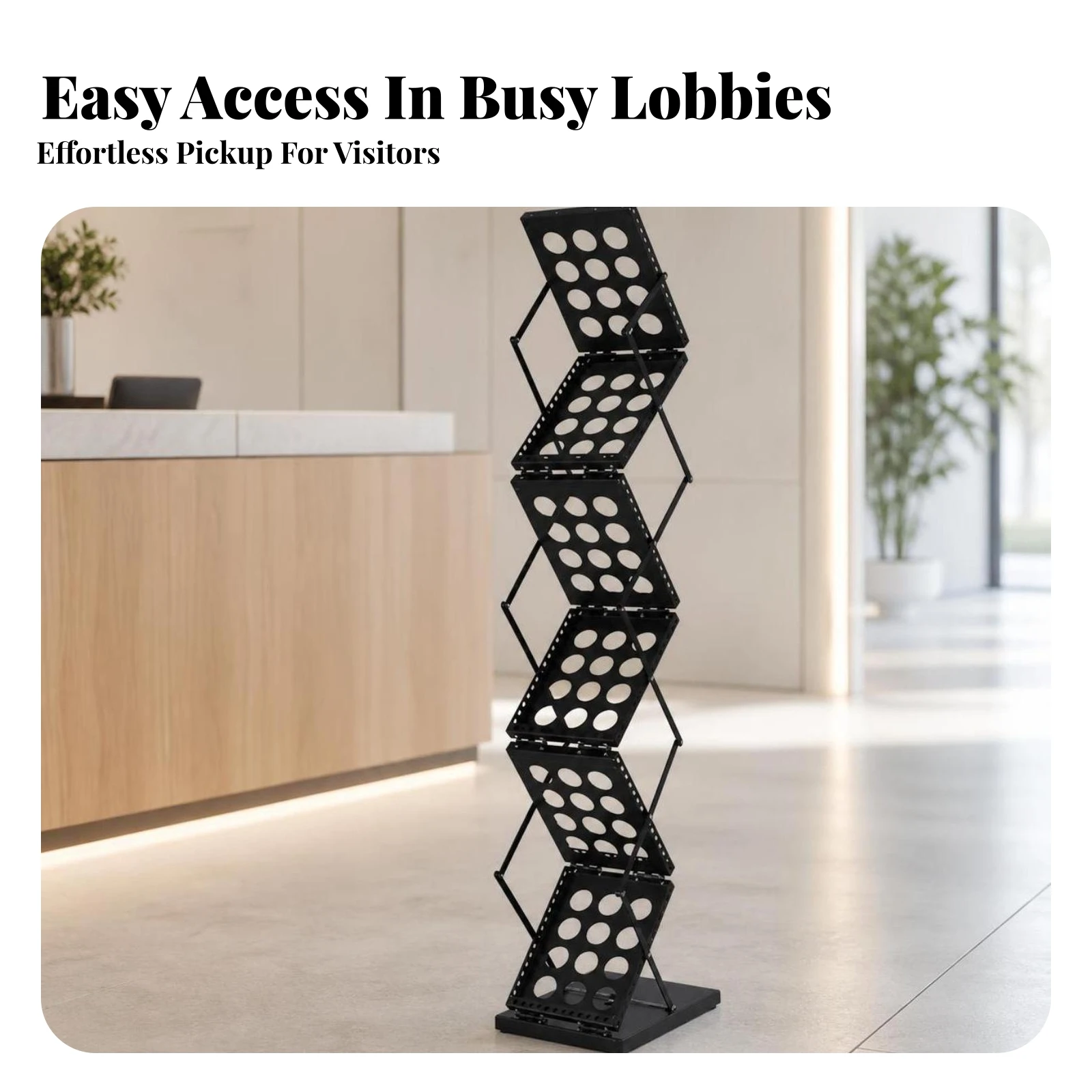 Folding Literature Rack Quick Setup Literature Rack with Perforated Panels Floor Magazine Holder Portable for Exhibitors