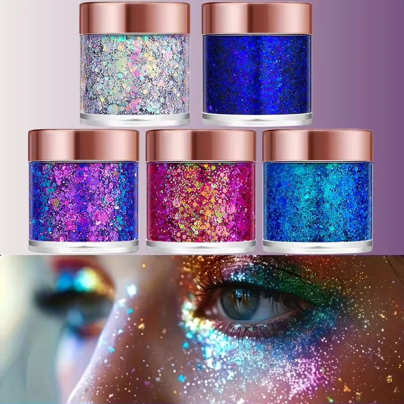 Chameleon Glitter Gel Sequins for Eye & Body Hair Makeup,Long-Lasting Eyeshadow Face Make Up Decorations for DIY Art & Parties