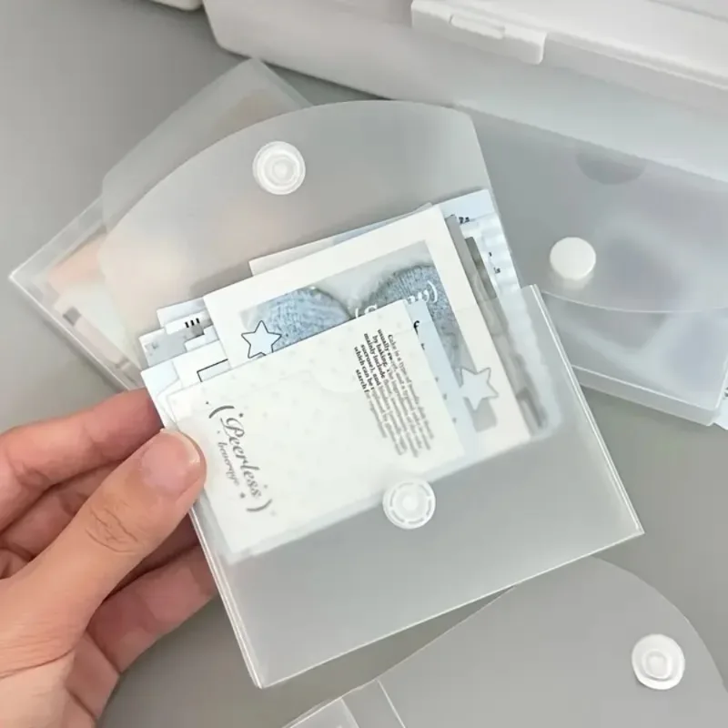 Storage Box Desktop Storage Card Sticker Storage Bag Transparent Waterproof Dustproof Nail Sticker Storage Box Office Supplies