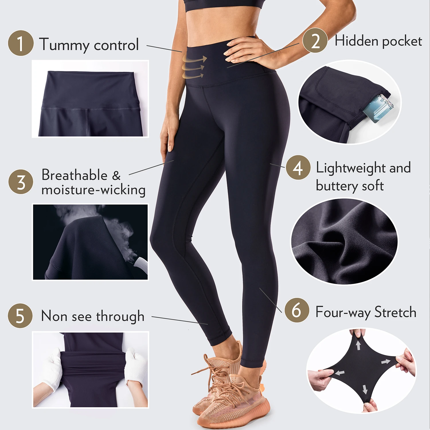 CRZ YOGA frauen Hohe Taille Workout Hosen 7/8 Yoga Leggings mit Loch-Nackt Gefühl-25 Zoll