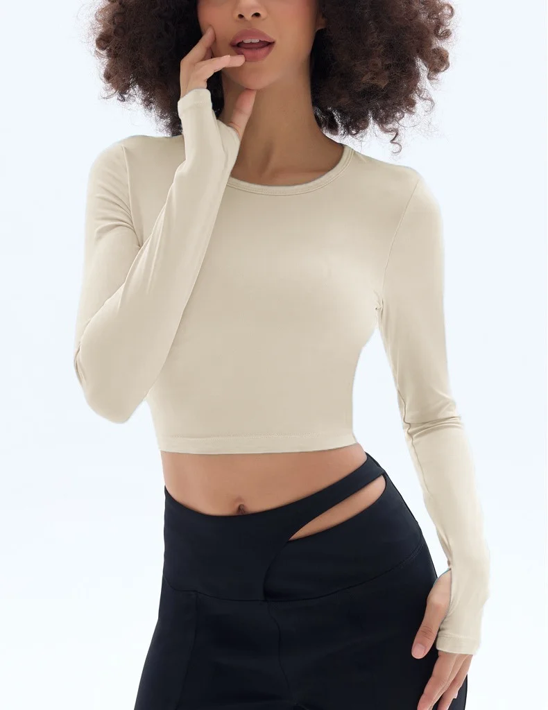 Hollow out fixed chest cushion yoga suit long sleeved high-end tight sports top